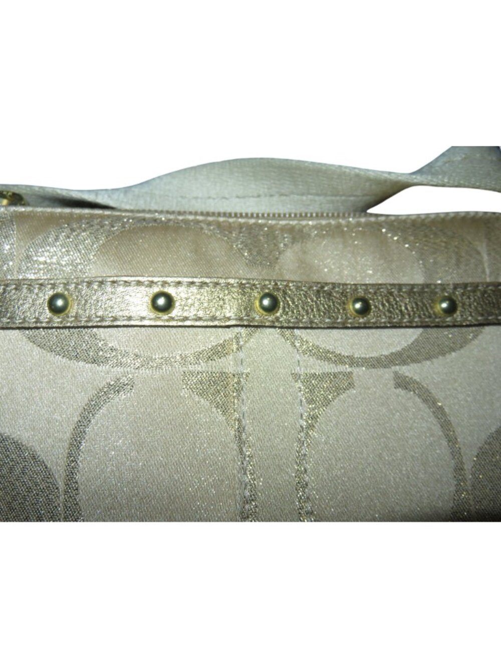 Coach 2008 Cursive Creed Shimmer Gold Studs Swingpack Crossbody Limited Edition - Picture 8 of 13